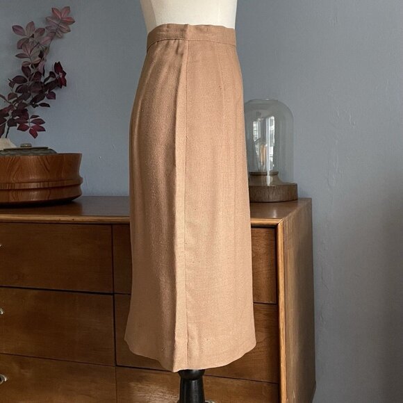Vtg 60’s Jackie Stuart Cropped Jacket Skirt Suit Tweed Camel Office Mad Men XS/S - Picture 10 of 11